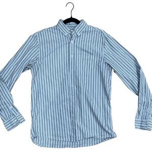 Pull & Bear regular for blue white grey vertical stripe oxford button